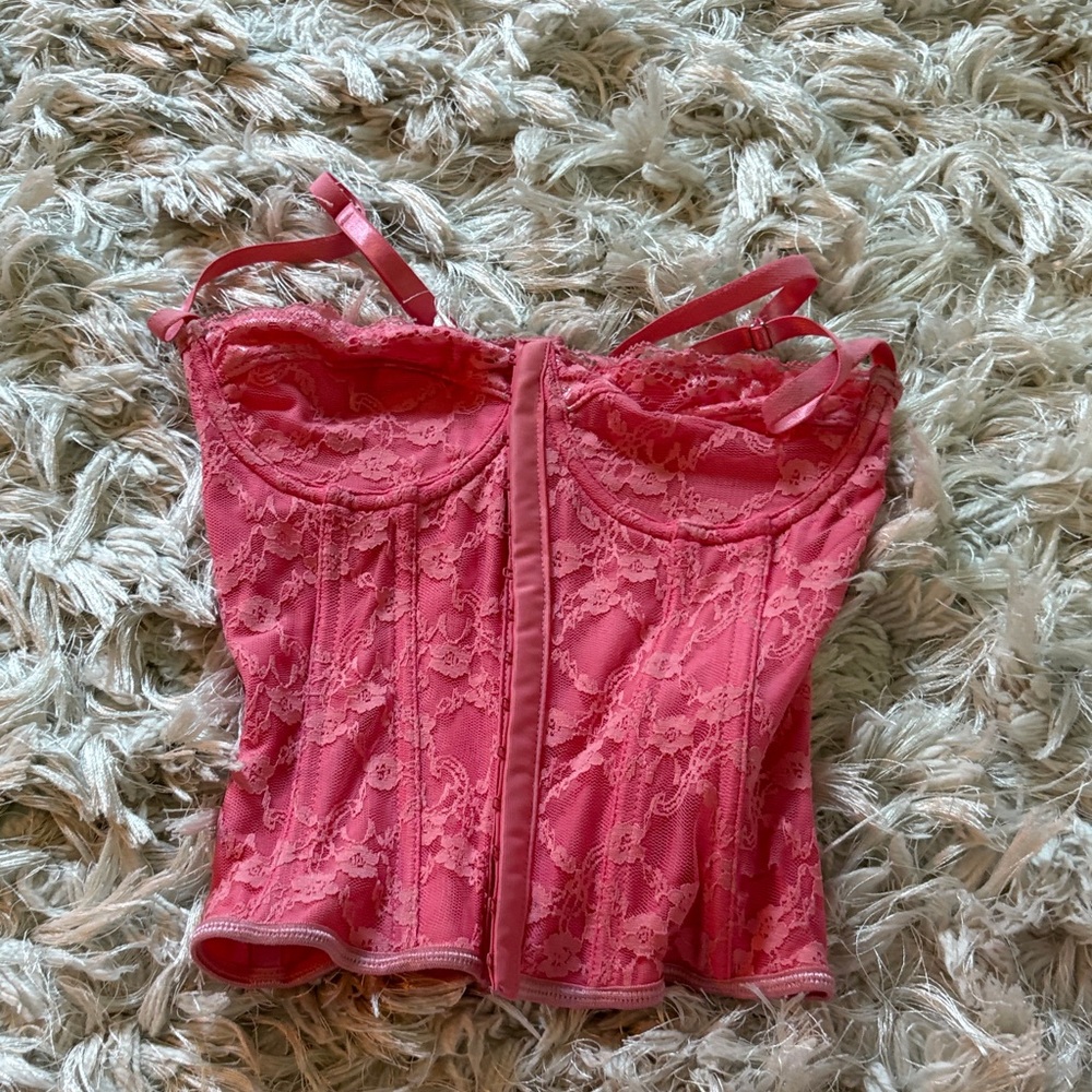 Princess Polly Pink Lace Bustier Top